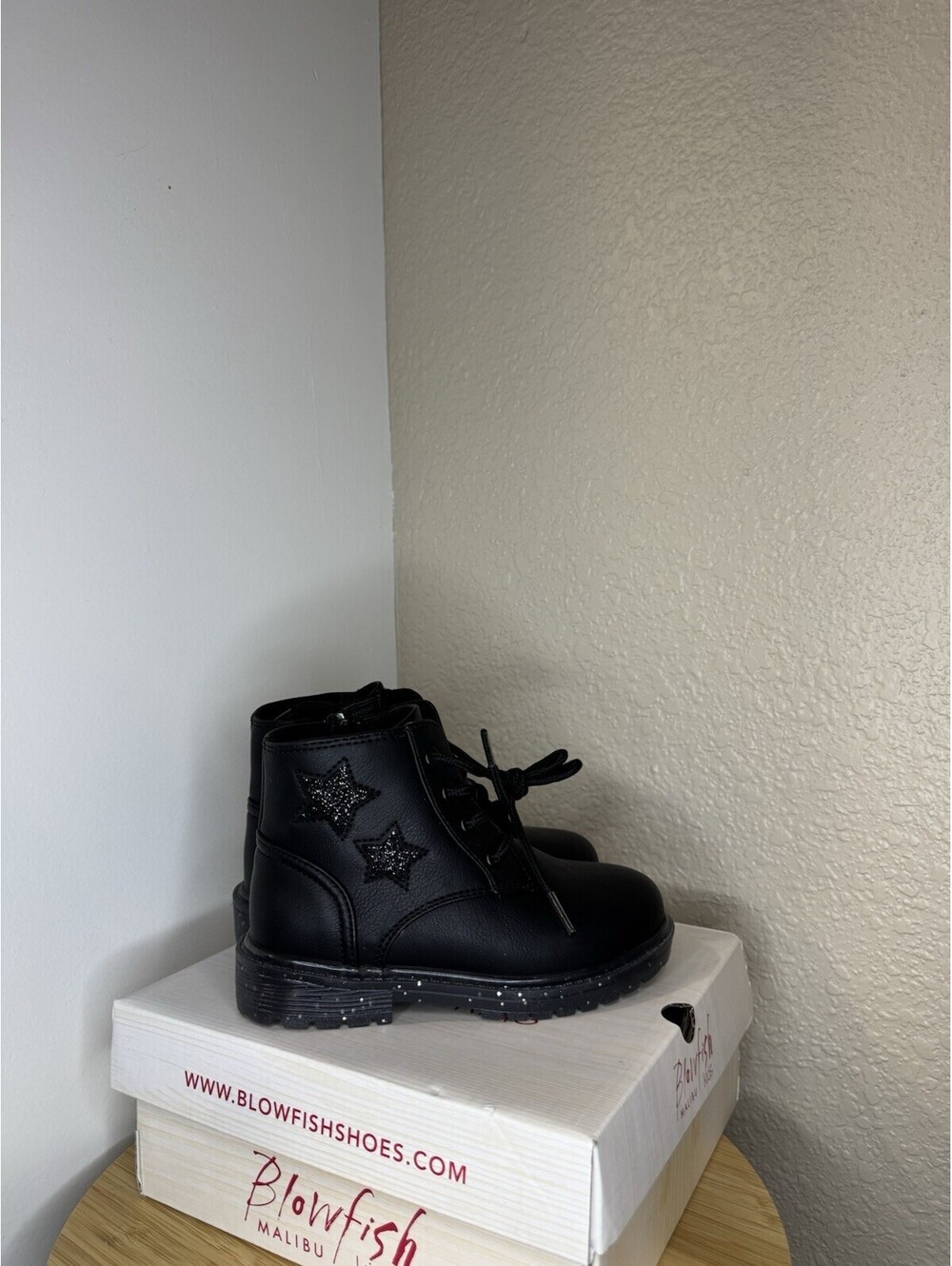 Blowfish Malibu Kids Rena-T Black Glitter Combat Boots Toddler Size 8 New